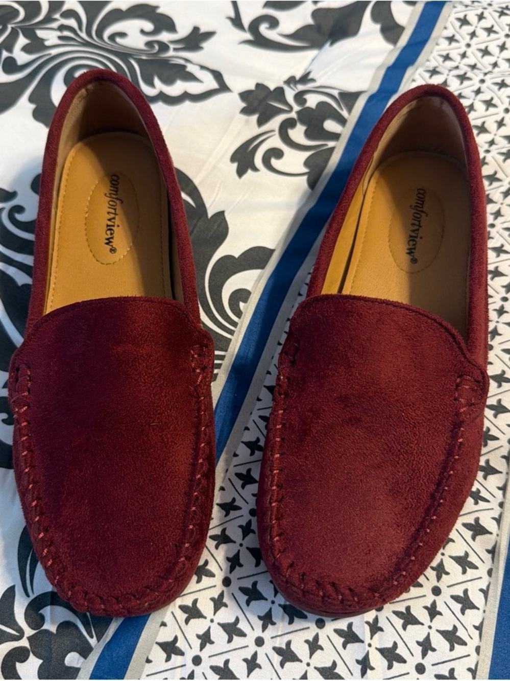 Comfortview Women’s Burgundy Suede Slip-On Loafers